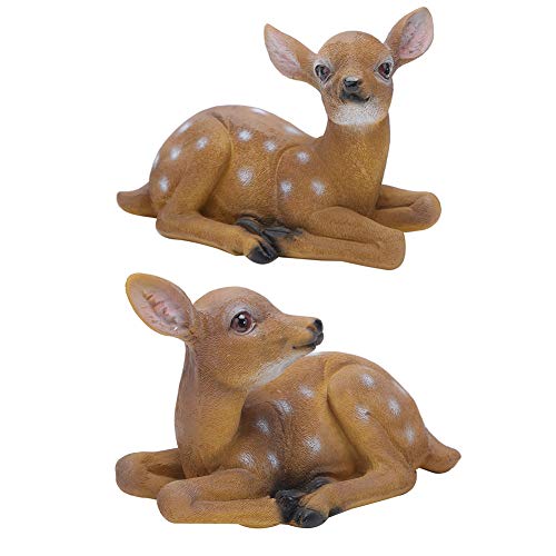 Haofy 2 Stück Deer Figurine, Resin Deer Decoration, Deer Decoy, Outdoor Sika Deer Fawn Figur Ornament für Garten Rasen Teich Dekor