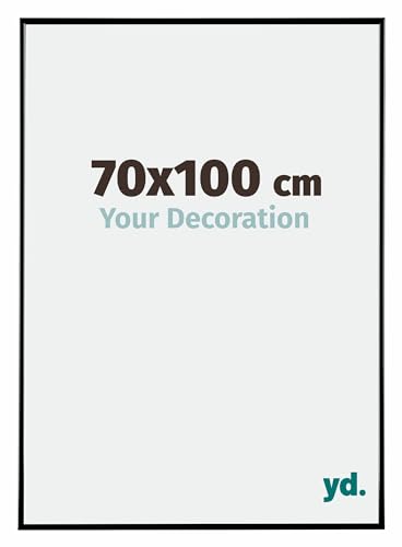 yd. Your Decoration - Bilderrahmen 70x100 cm - Bilderrahmen von Kunststoff mit Acrylglas - Antireflex - Ausgezeichneter Qualität - Schwarz Hochglanz - Fotorahmen - Evry,