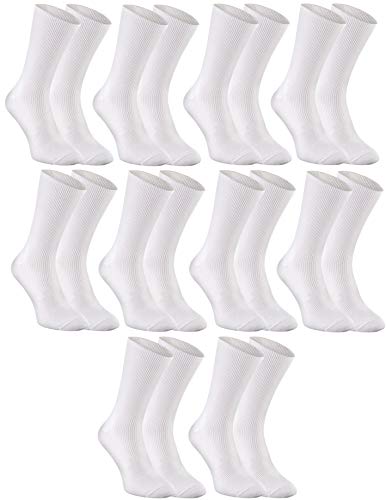 Rainbow Socks - Damen Herren Antibakterielle Diabetiker Socken Ohne Gummibund - 10 Paar - Weiß - Größen 36-38