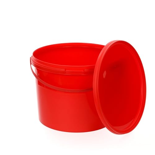 BenBow Eimer mit Deckel 10l rot 10x 10 Liter - lebensmittelecht, stabil, luftdicht, auslaufsicher, geruchsneutral - Aufbewahrungsbehälter aus Kunststoff, mit Henkel - leer
