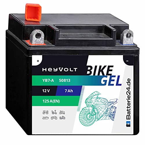 HeyVolt GEL Motorradbatterie 12V 7Ah YB7-A 50813 12N7-4A CB7-A FB7-A