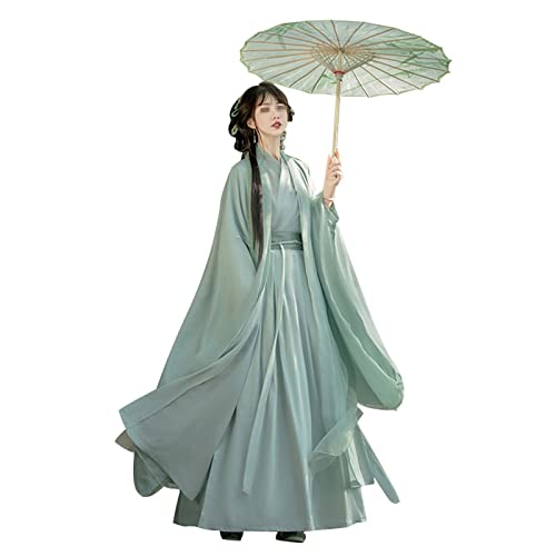 Frauen Chinesisches Traditionelles Altes Hanfu Erwachsene Cosplay Han Fu Kostüm Bühnen Performance Wear (Color : Green, Size : S=150-160cm)