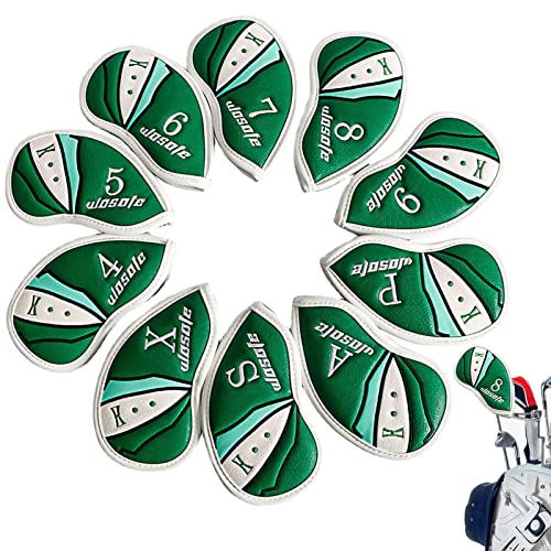 Golfschlägerhauben für Eisen, Green Jacket Golfschlägerhauben-Set für Eisen, Golf-Reiseabdeckungen, Kratzfeste, wasserdichte Golf-Kopfbedeckungen Zubehör Golf-Kopfbedeckungen