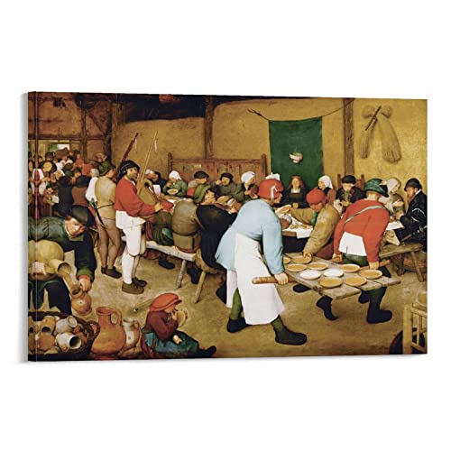 Die Bauernhochzeit – von Pieter Bruegel der Ältere Malerei Kunstposter Poster Malerei Leinwand Wandkunst Wohnzimmer Poster Gemälde 40 x 60 cm