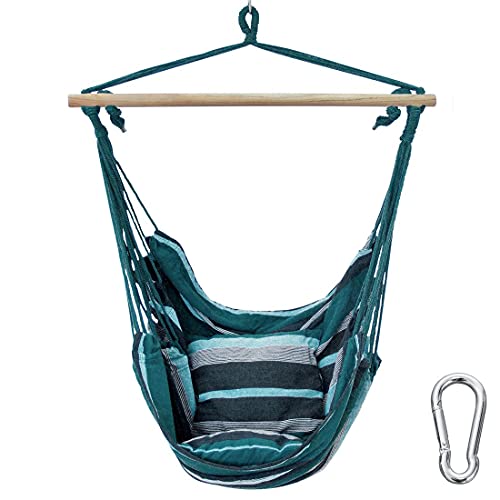 yourGEAR Lombok - Hängesessel mit 2 Kissen - Sitz-Hängematte - Farbauswahl Smaragd (Grün) oder Aqua (Blau) - max 240 kg TÜV geprüft - Hängesitz Hängeschaukel 360° Swing Chair [Smaragd]