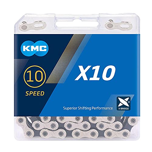 KMC Fahrrad Kette X10 Kompatibilität: 10-Fach | SB-Verpackung | Silber/schwarz | 122 Glieder
