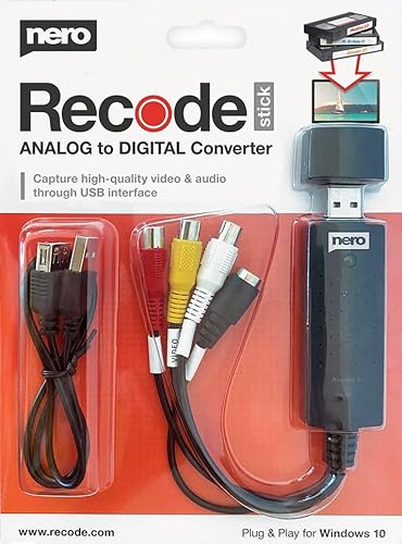 Nero VHS zu USB Video Grabber Recode Stick | VHS selbst digitalisieren | ANALOG to DIGITAL Capture Card | Windows 11 / 10 / 8 ( Videokassetten digitalisieren | S-VHS | Hi8 | Super 8 | DVD zu PC )