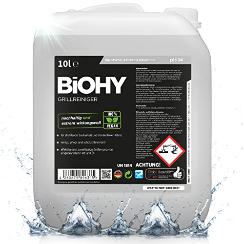 BiOHY Grillreiniger (10l Kanister) | Reiniger für Holzkohle-, Gas- und Elektrogrill | Aktivschaum gegen angebranntes Fett und Öl | Materialschonend, effektiv und nachhaltig