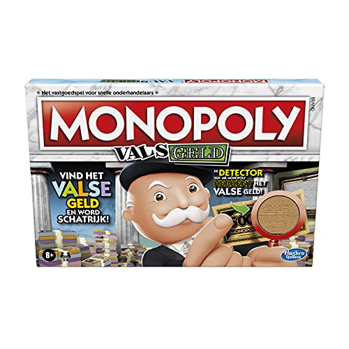 Monopoly Geld-Brettspiel für Familien und Kinder ab 8 Jahren mit Mr. Monopolys Detektor für Falschgeld und Falschkarten für 2-6 Spieler