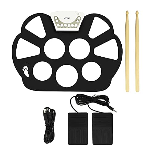 Mikamax – mm Roll Up Drum Kit – Musik – E-Drum –2 Fußpedale - 9 Digitale Trigger-Pads – 2 Drumsticks – USB-Kabel (Typ-A) und batteriebetrieben – 2 Fußpedale.