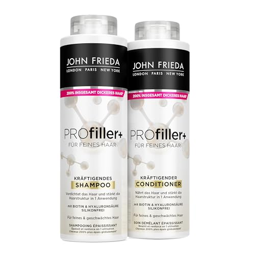 John Frieda PROfiller+ Shampoo/Conditioner Vorteils-Set - Inhalt: 1x Shampoo 500ml & 1x Conditioner 500ml - Für feines Haar