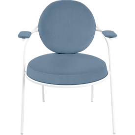 Sessel Meet by Paperflow Saturne, 2er-Set, mit Armlehnen, B 700 x T 730 x H 880 mm, Stahlrohr, Kunstleder, Weiß/Blau