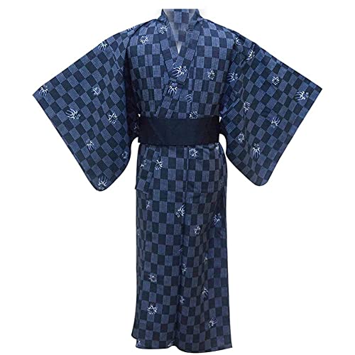 Herren japanischer Yukata japanischer Kimono Home Robe Pyjamas Morgenmantel Gr??e L-F3