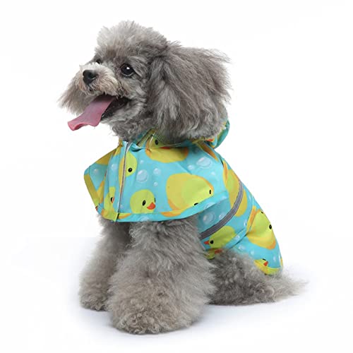 SUSOSU Hunde-Regenmantel Kleiner Großer Hund Großer Hund Haustier-Druck Regenmantel Reflektierende Hundekleidung Regenmantel Poncho,Blue 1,L