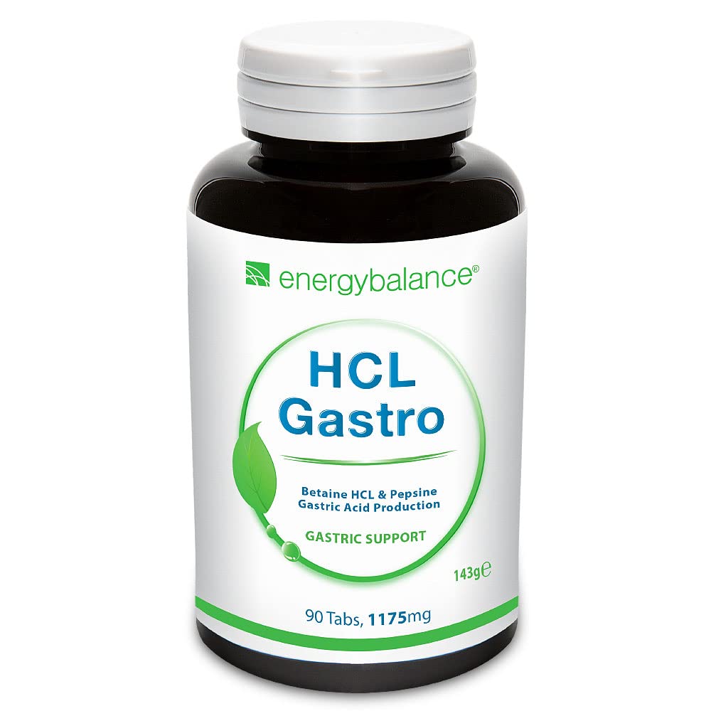 EnergyBalance HCL Gastro - Kapseln mit Betain, Pepsin - Magen, Verdauung, Homocysteinstoffwechsel - ohne Zusätze, Natürlich, mit Milch - 90 Tabletten à 1175 mg