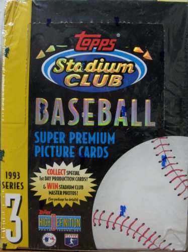 1993 Stadion Club Baseball Karten ungeöffnete Hobby Box Serie 3 (24 Packungen/Box, 10 Karten/Packung) - Suchen Sie nach zufällig eingelegten Produktionskarten für den 1. Tag (limitiert auf jeweils