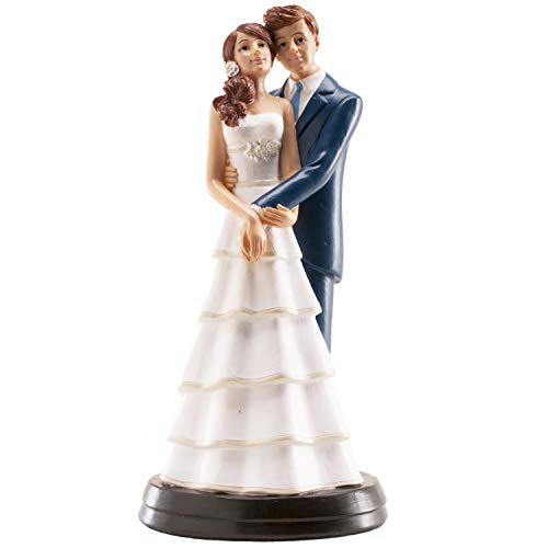 dekora 305060 - Umgreifendes Brautpaar Figur für Hochzeitstorte 18 cm, Schwarz/Weiß