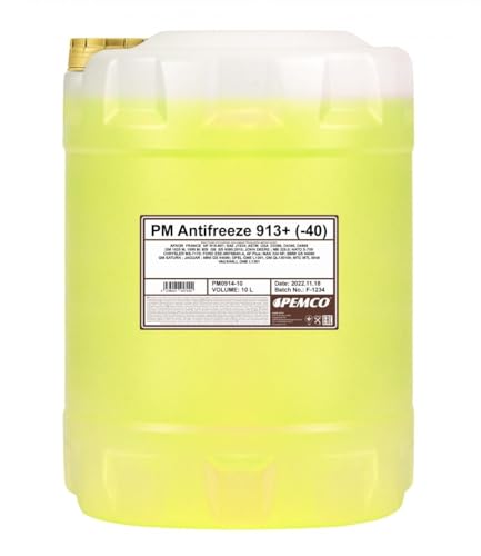 10 Liter Original PEMCO Kühlerfrostschutz Antifreeze 913+ (-40) gelb yellow G13+