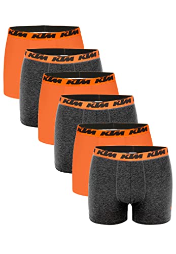 KTM by Freegun Boxershorts für Herren Unterwäsche Pant Men´s Boxer 6 er Pack, Farbe:Dark Grey / Orange2, Bekleidungsgröße:L