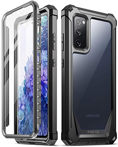 Poetic Guardian Series Schutzhülle für Galaxy S20 FE 5G (2020 Release), Ganzkörper-Hybrid-Verstärkung, stoßfest, robust, transparent, mit integriertem Bildschirmschutz, schwarz/transparent