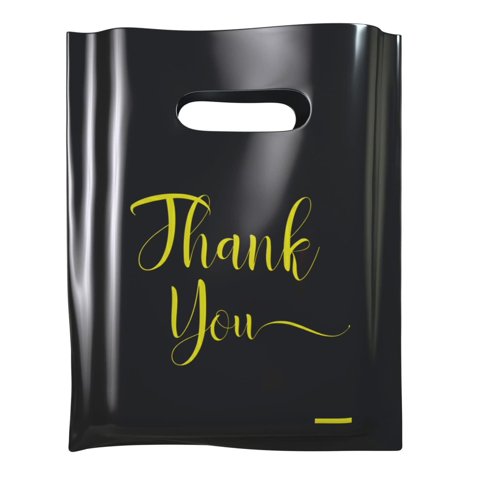 Thank You Bags for Business, 100 Stück Bulk Plastic Merchandise Bags for Packaging Products Extra Thick Shopping Bags for Boutique Small Gift Bags for Retail Wholesale (Large (38.1x45.7 cm), Schwarz)