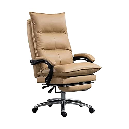 Chefsessel, Drehstuhl, Bürostuhl, Computerstuhl, ergonomischer Schreibtisch und Stuhl aus Leder mit hoher Rückenlehne, verstellbar und drehbar, hochelastischer Schwamm, bequem und atmungsaktiv (Größe: