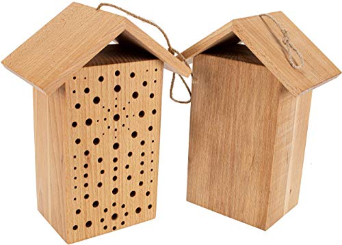 Reine Natur Nistholz Wildbienen – Haus aus massivem Buchenholz mit Bohrungen Größe: Circa 25x18x9 cm