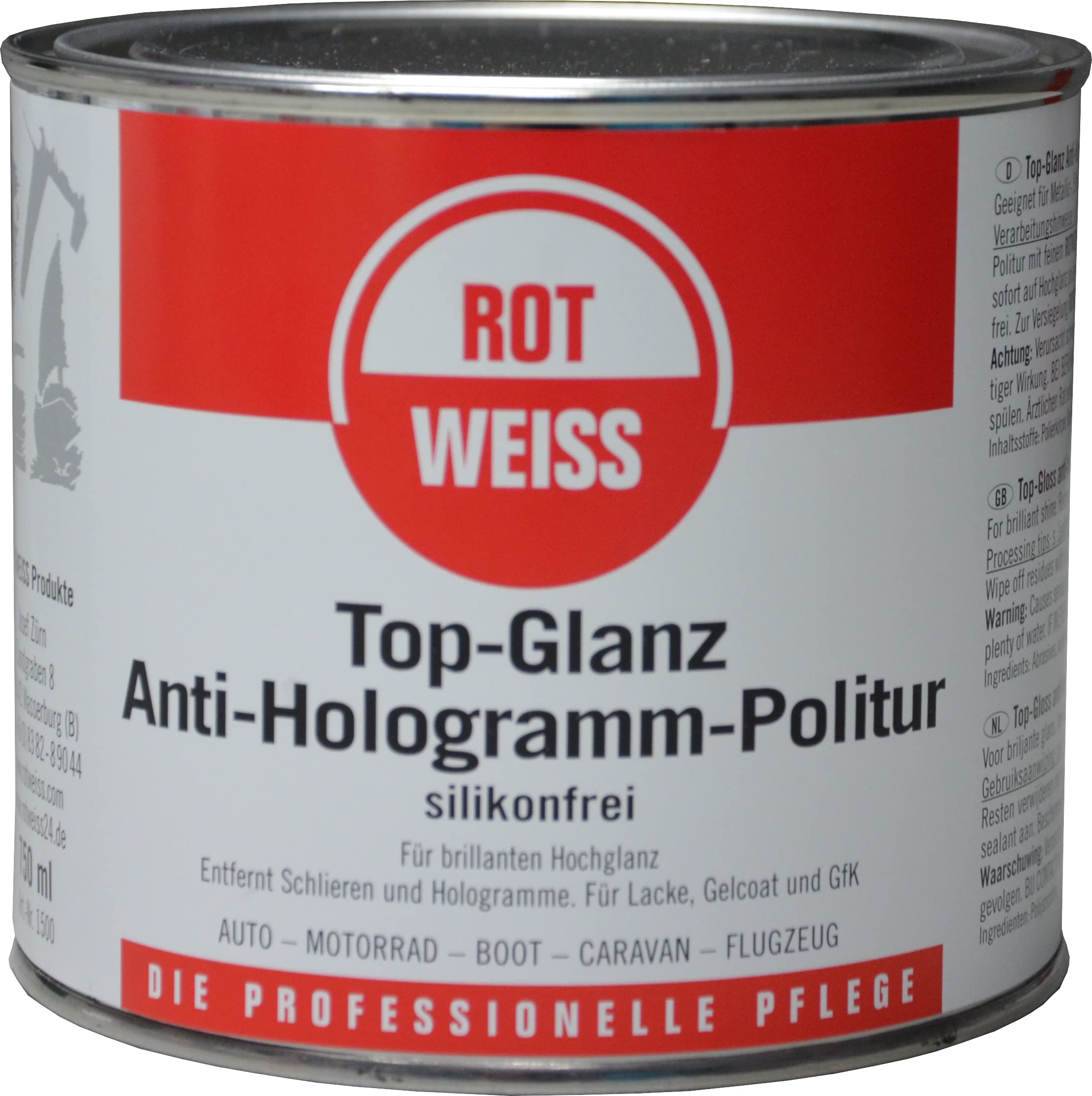 ROT WEISS 1500 Top-Glanz Anti-Hologramm-Politur 750 ml
