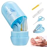 Babypflege Set mit Baby Nagelschere, für Fingernägel und Fußnägel mit Nagelknipser, Nagelschere, Nagelfeile und Pinzette für Kinder und Neugeborene in Geschenk-Verpackung (Blau)