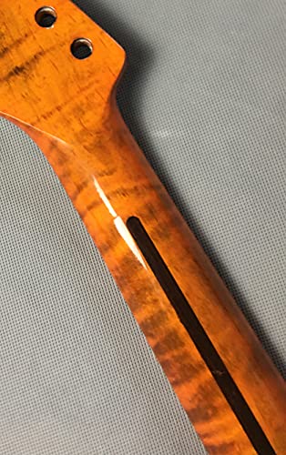 Tiger Flame Gitarrenhals aus Ahornholz, 21 Bünde, 64,8 cm, Perlmutt-Inlay