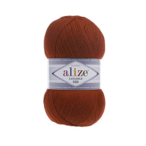 Alize Wolle Alize Lanagold 800 5 x 100g Strickwolle mit 49% Wolle 500 Gramm Wolle einfarbig türkische Wolle (36)