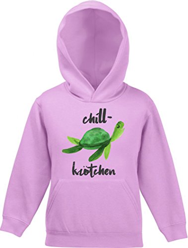 ShirtStreet Turtle Schildkröte Kinder Kids Kapuzen Hoodie - Pullover mit Chillkrötchen 2 Motiv, Größe: 152,Rosa