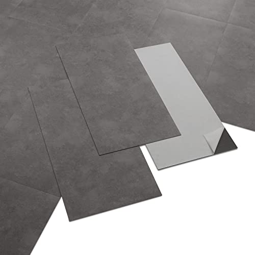 ARTENS - PVC Bodenbelag - Selbstklebende Fliesen - Betoneffekt - Grau/Braun - 2.23m² / 12 Fliesen