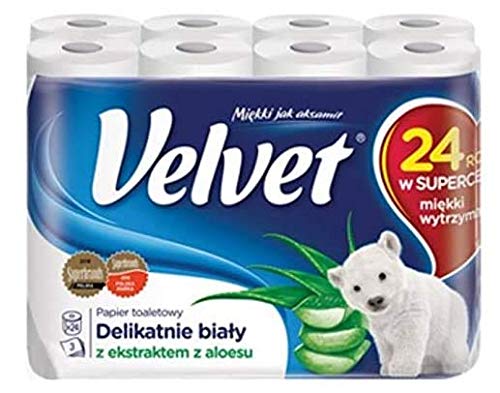 24 Rollen Velvet Aloe Duft Toilettenpapier 3-lagig 153 Blatt Zellstoff Klopapier WC