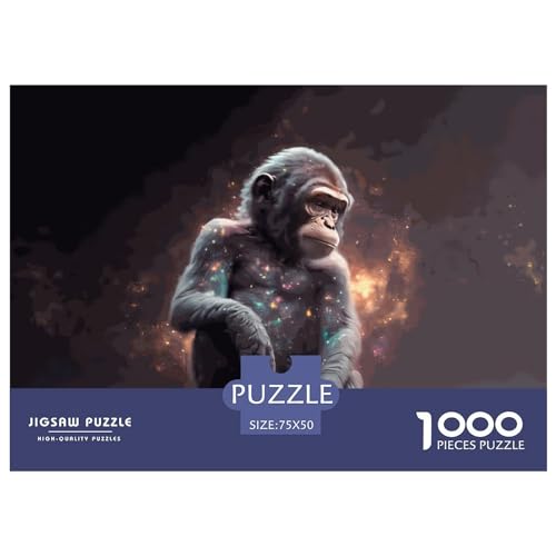 1000 Teile Puzzle eines Erwachsenen Tieraffes, Holzpuzzle, pädagogische, intellektuelle Puzzles, lustiges Familienspiel, 1000 Teile (75 x 50 cm)