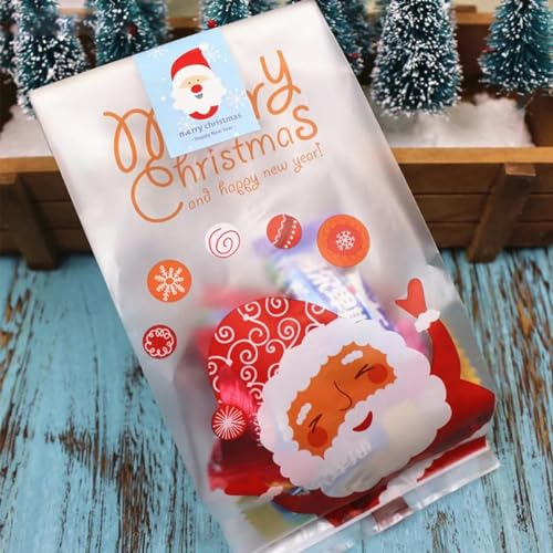 25 Stück Weihnachtsmann-Geschenktüten für frohe Weihnachten, Kunststoff-Verpackungsbeutel, Geschenke für die Weihnachtsfeier, Dekoration – Standard