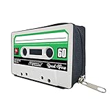 MANCHA DE CREACIÓN - Kassetten Brieftasche, Geldbörse mit Audiokassette, schwarzer Reißverschluss, Originelles Design, Retro, Vintage, für Frauen und Männer