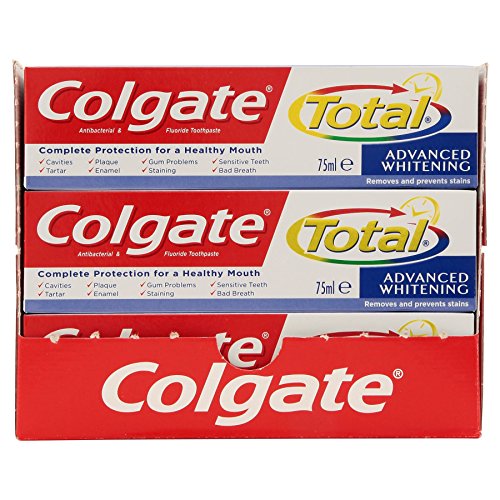 Colgate Total Advanced Whitening Antibakterielle & Fluorid-Zahnpasta, 75 ml, 12 Stück