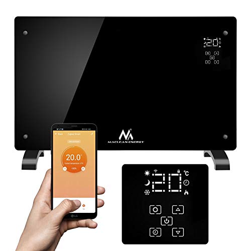 Maclean MCE502 Elektrischer Glaskonvektor 2000W Glasheizung Wandheitzung mit WiFi-Steuerung Smart-Life-App Glaskonvektor Heizung Heizkörper Touchscreen Standfüße