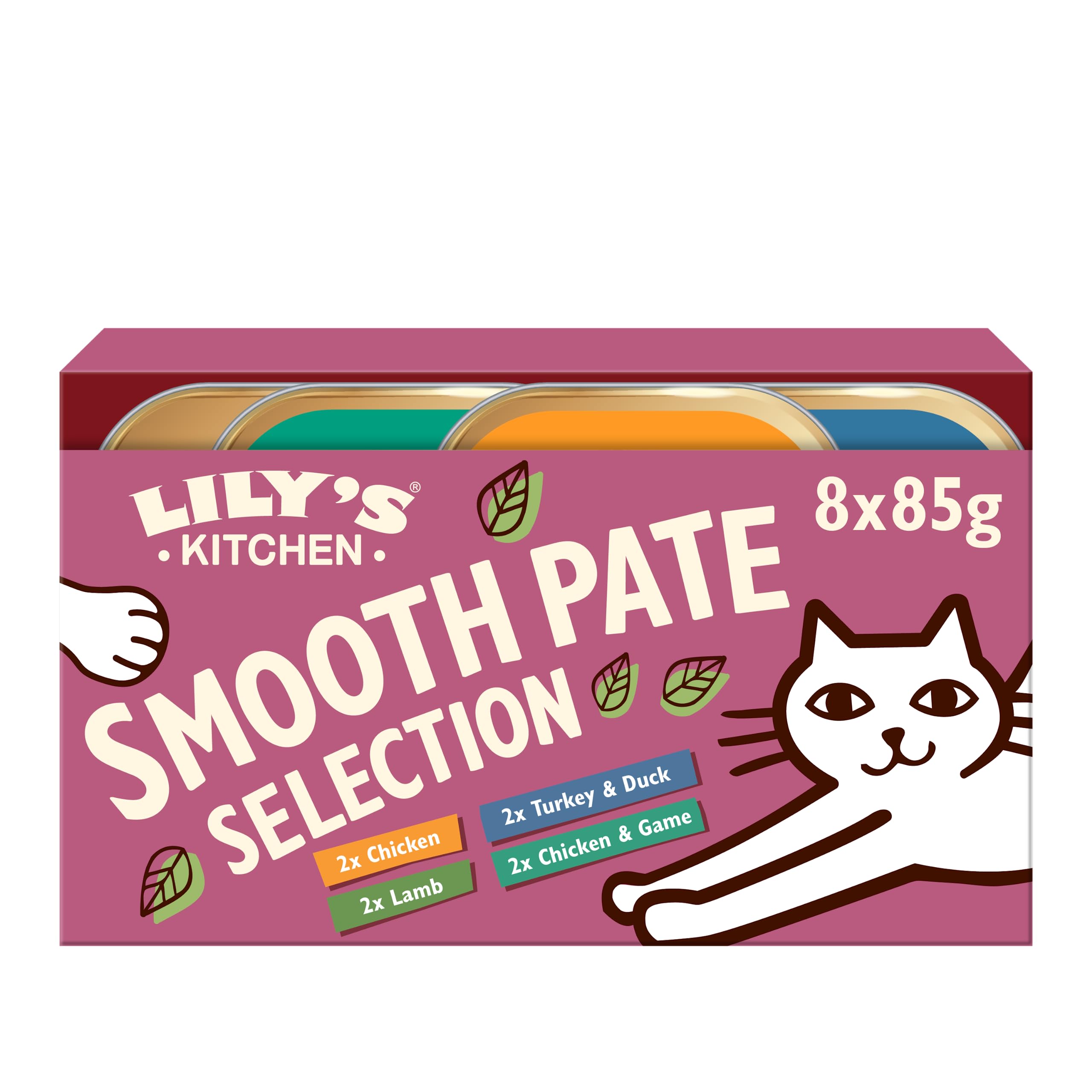 Lily's Kitchen Natürliches, zartes Pasteten-Nassfutter für ausgewachsene Katzen, Schalen, getreidefreie Rezepte, verschiedene Sorten (32 x 85g schalen)