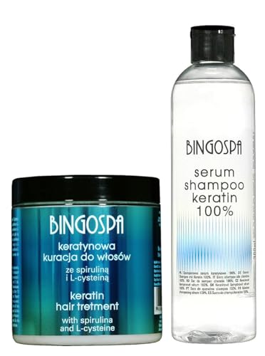 BINGOSPA Haarpflege-Set: Shampoo Keratin Serum, Keratin Haarbehandlung mit Spirulin und L-Cystein, 550 ml