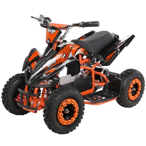 Actionbikes Motors Kinder Elektro Miniquad ATV Racer 1000 Watt 36 Volt - Scheibenbremsen - Safety Touch System Fußschalter (1000 Watt Schwarz/Orange)