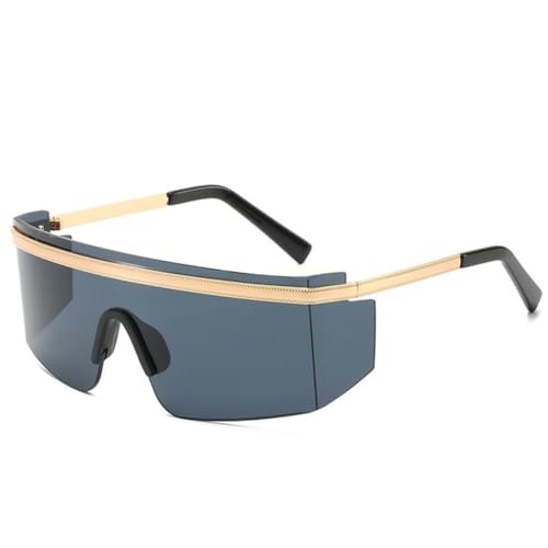 Futuristische winddichte Schutzbrille, Maske, luxuriöse übergroße Schild-Sonnenbrille für Damen und Herren, C1, Einheitsgröße