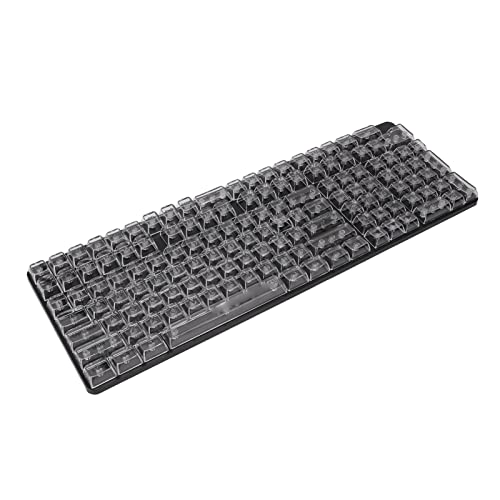 Transparente Tastenkappen Abriebfestigkeit Einfache Installation Mechanische Tastaturtastenkappen CBSA Höhe 132 Tasten für 104 Tasten Tastatur (Weiße Schwarze Buchstaben)