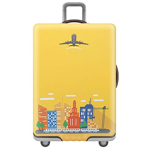 Elastisch Kofferschutzhülle Flugzeuge Kofferhülle Kofferschutz Kofferbezug Gepäck Luggage Cover mit Reißverschluss Gelb XL 29-32 Zoll