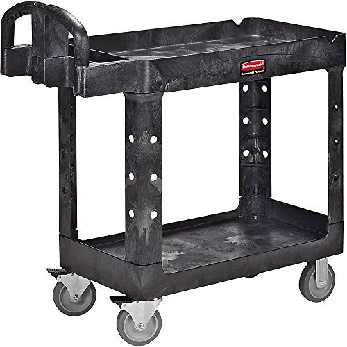 Rubbermaid Commercial Products Small Lipped Shelf Heavy Utility Cart - Black