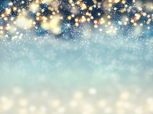 WaW 7x5ft Hellblau Bokeh Neon Fotografie Studio Hintergründe, Fotohintergrund Weihnachten Schneeflocken Stoff Kulisse für Kinder Weihnachtsfoto, Geburtstag Christmas Deko