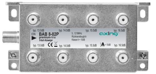 Axing BAB 8-02P 8-Fach Terminal-Abzweiger Kabelfernsehen CATV Multimedia DVB-T2 5-1218 MHz