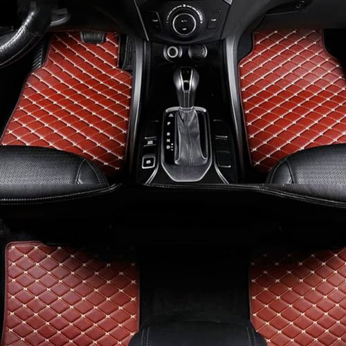 Auto Fußmatten für Jaguar XF Sedan 2016-2018, Anti-Rutsch-Leder-Fußmatten Anpassen Fußmatten Allwetter-Teppich Autozubehör,C/Brown