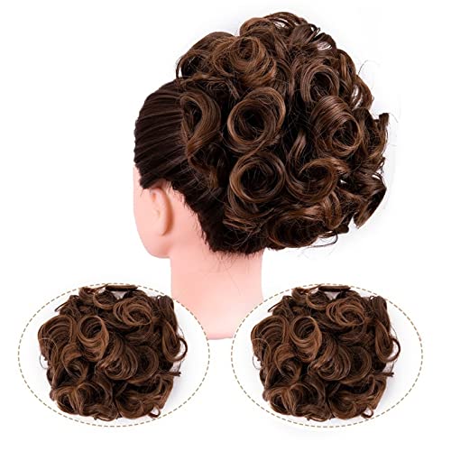 Synthetische Messy Bun Wave Curly Hair Extensions Bun Extensions Comb Clip In Messy Bun Haarschmuck for Frauen (Color : 4AT30#)